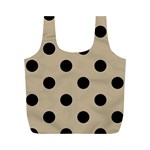 Polka Dots - Black on Khaki Brown Full Print Recycle Bag (M)