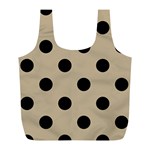 Polka Dots - Black on Khaki Brown Full Print Recycle Bag (L)