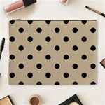 Polka Dots - Black on Khaki Brown Cosmetic Bag (XL)