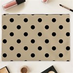 Polka Dots - Black on Khaki Brown Cosmetic Bag (XXL)