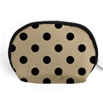 Polka Dots - Black on Khaki Brown Accessory Pouch (Medium)