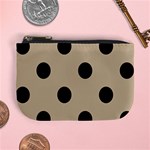 Polka Dots - Black on Khaki Brown Mini Coin Purse