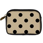 Polka Dots - Black on Khaki Brown Digital Camera Leather Case