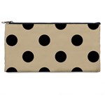 Polka Dots - Black on Khaki Brown Pencil Case