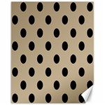 Polka Dots - Black on Khaki Brown Canvas 11  x 14 