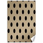 Polka Dots - Black on Khaki Brown Canvas 12  x 18 