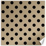 Polka Dots - Black on Khaki Brown Canvas 20  x 20 
