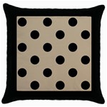 Polka Dots - Black on Khaki Brown Throw Pillow Case (Black)