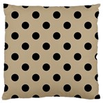 Polka Dots - Black on Khaki Brown Large Cushion Case (Two Sides)