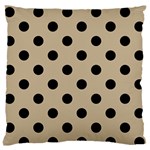 Polka Dots - Black on Khaki Brown Standard Flano Cushion Case (Two Sides)