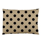 Polka Dots - Black on Khaki Brown Pillow Case (One Side)