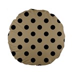 Polka Dots - Black on Khaki Brown Standard 15  Premium Round Cushion