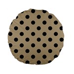 Polka Dots - Black on Khaki Brown Standard 15  Premium Flano Round Cushion