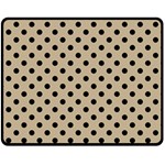 Polka Dots - Black on Khaki Brown Fleece Blanket (Medium) (One Side)