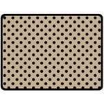 Polka Dots - Black on Khaki Brown Double Sided Fleece Blanket (Large) (Two Sides)