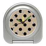 Polka Dots - Black on Khaki Brown Desk Alarm Clock