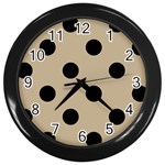 Polka Dots - Black on Khaki Brown Wall Clock (Black)