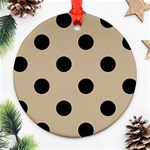 Polka Dots - Black on Khaki Brown Ornament (Round)
