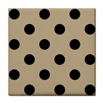 Polka Dots - Black on Khaki Brown Tile Coaster