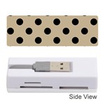 Polka Dots - Black on Khaki Brown Memory Card Reader (Stick)