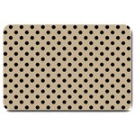Polka Dots - Black on Khaki Brown Large Doormat