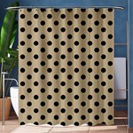 Polka Dots - Black on Khaki Brown Shower Curtain 60  x 72  (Medium)