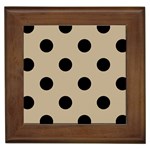 Polka Dots - Black on Khaki Brown Framed Tile