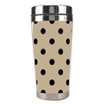 Polka Dots - Black on Khaki Brown Stainless Steel Travel Tumbler