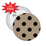 Polka Dots - Black on Khaki Brown 2.25  Button (10 pack)
