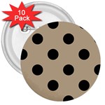 Polka Dots - Black on Khaki Brown 3  Button (10 pack)