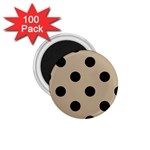 Polka Dots - Black on Khaki Brown 1.75  Magnet (100 pack)