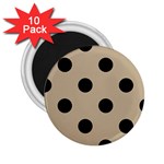 Polka Dots - Black on Khaki Brown 2.25  Magnet (10 pack)