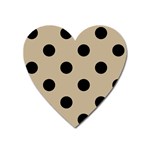 Polka Dots - Black on Khaki Brown Magnet (Heart)