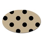Polka Dots - Black on Khaki Brown Magnet (Oval)