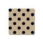 Polka Dots - Black on Khaki Brown Magnet (Square)