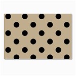 Polka Dots - Black on Khaki Brown Postcard 4 x 6  (Pkg of 10)