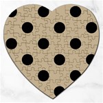 Polka Dots - Black on Khaki Brown Jigsaw Puzzle (Heart)