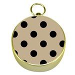 Polka Dots - Black on Khaki Brown Gold Compass
