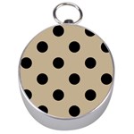 Polka Dots - Black on Khaki Brown Silver Compass