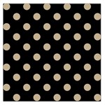 Polka Dots - Khaki Brown on Black Large Satin Scarf (Square)