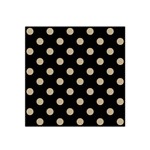 Polka Dots - Khaki Brown on Black Satin Bandana Scarf