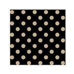 Polka Dots - Khaki Brown on Black Small Satin Scarf  (Square)