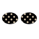 Polka Dots - Khaki Brown on Black Cufflinks (Oval)