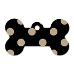 Polka Dots - Khaki Brown on Black Dog Tag Bone (Two Sides)