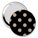Polka Dots - Khaki Brown on Black 3  Handbag Mirror