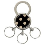 Polka Dots - Khaki Brown on Black 3-Ring Key Chain