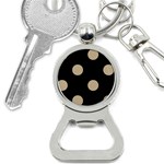 Polka Dots - Khaki Brown on Black Bottle Opener Key Chain