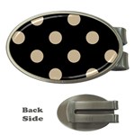 Polka Dots - Khaki Brown on Black Money Clip (Oval)