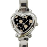 Polka Dots - Khaki Brown on Black Heart Italian Charm Watch