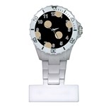 Polka Dots - Khaki Brown on Black Nurses Watch